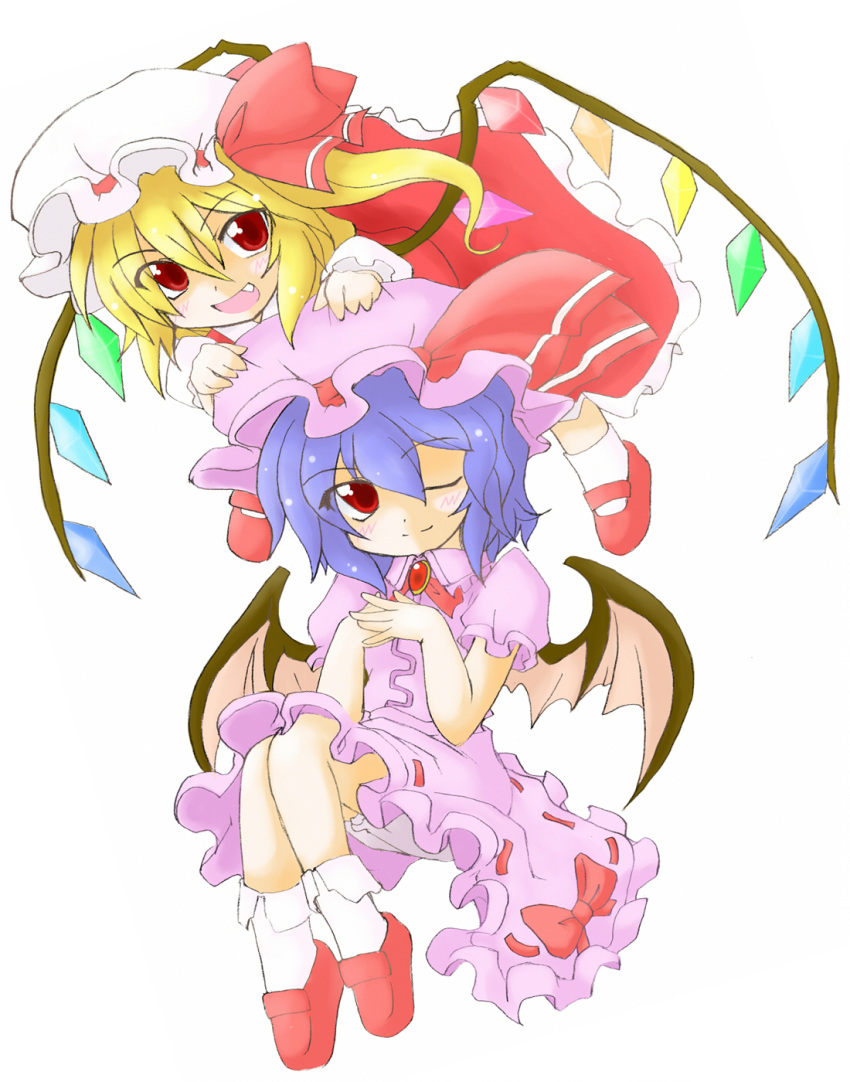eku, flandre_scarlet, highres, multiple_girls, remilia_scarlet, siblings, sisters, touhou