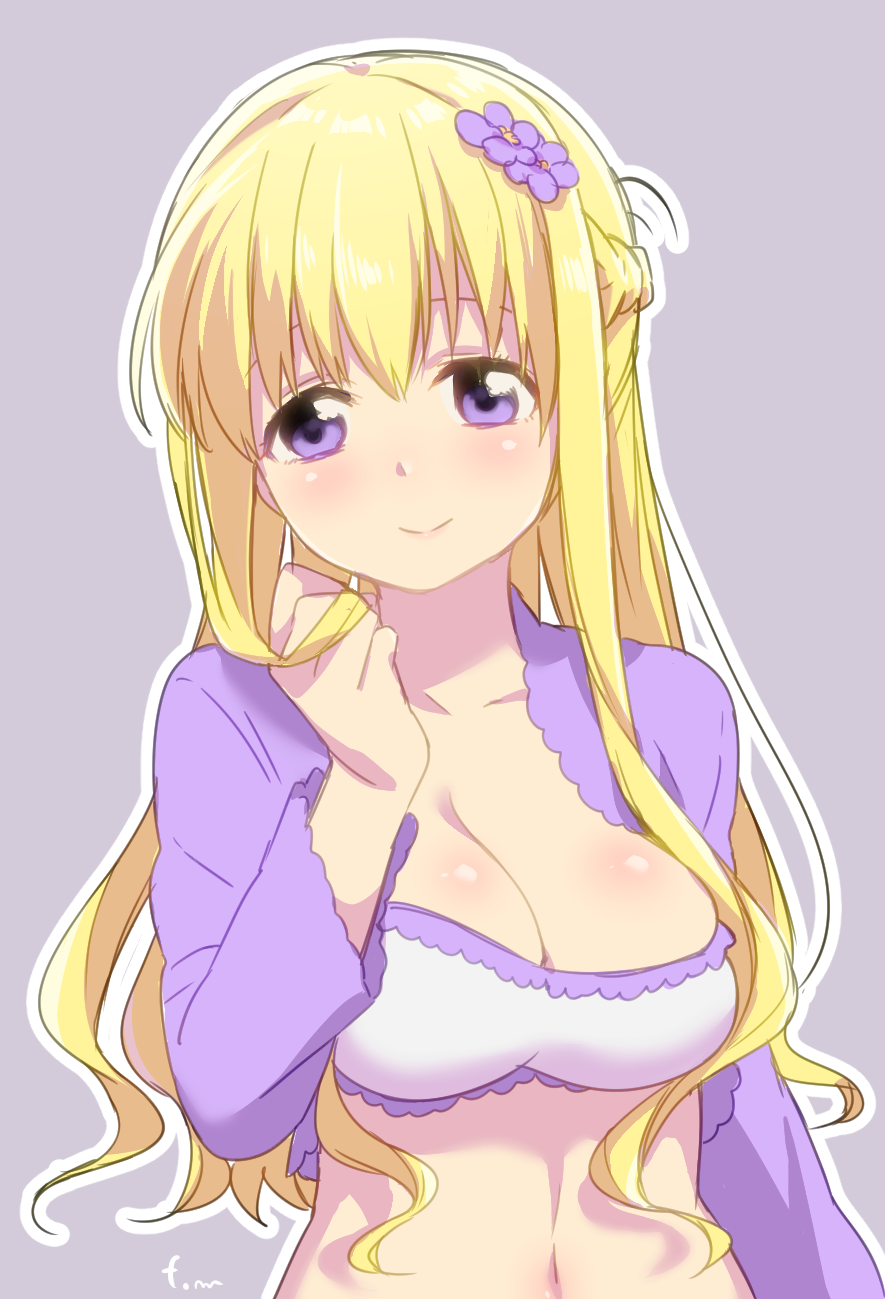1girl, blonde_hair, braid, breasts, crown_braid, flower, flower_knight_girl, hair_flower