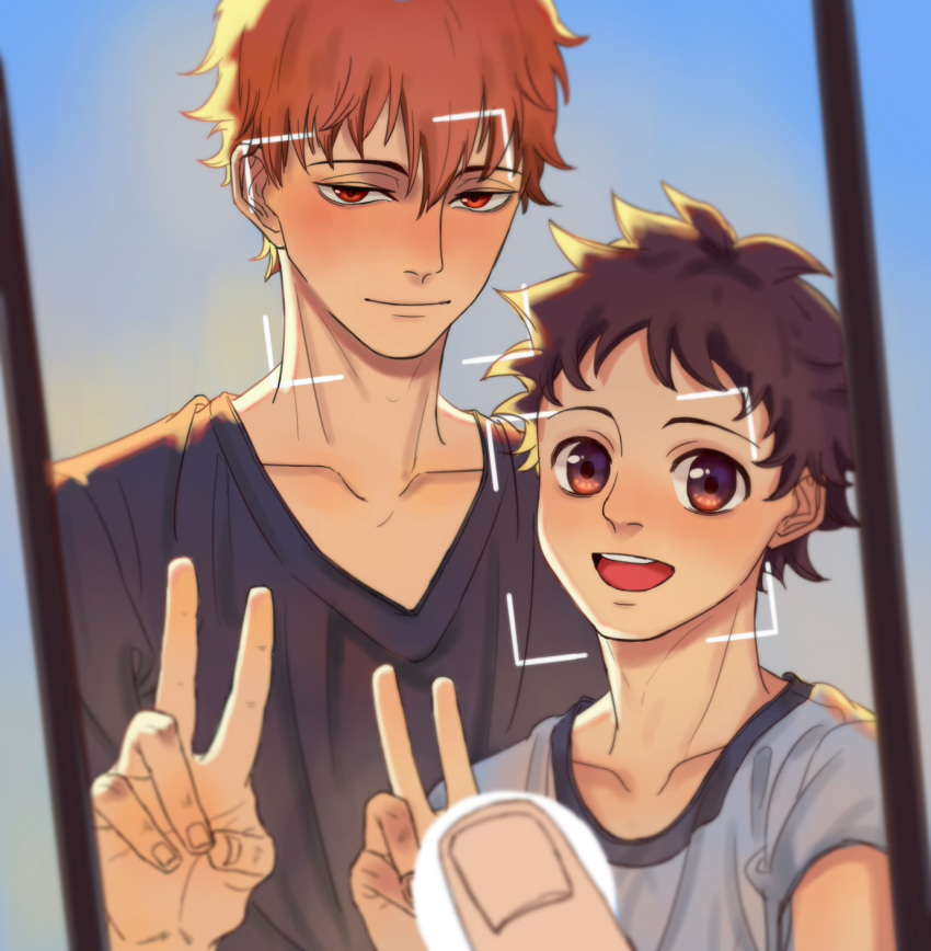 2boys, :d, ballroom_e_youkoso, black_eyes, black_hair, blush, fujita_tatara, highres