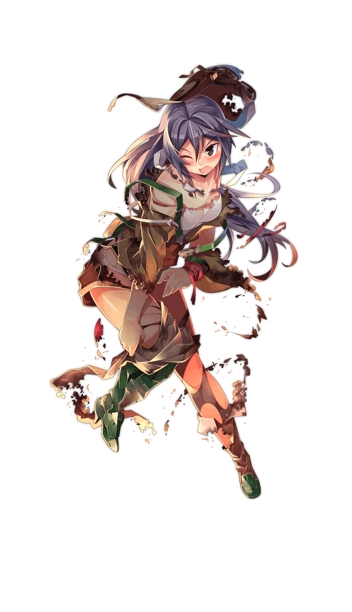 1girl, ;o, aviator_cap, bare_shoulders, black_hair, brown_eyes, brown_gloves, formation_girls