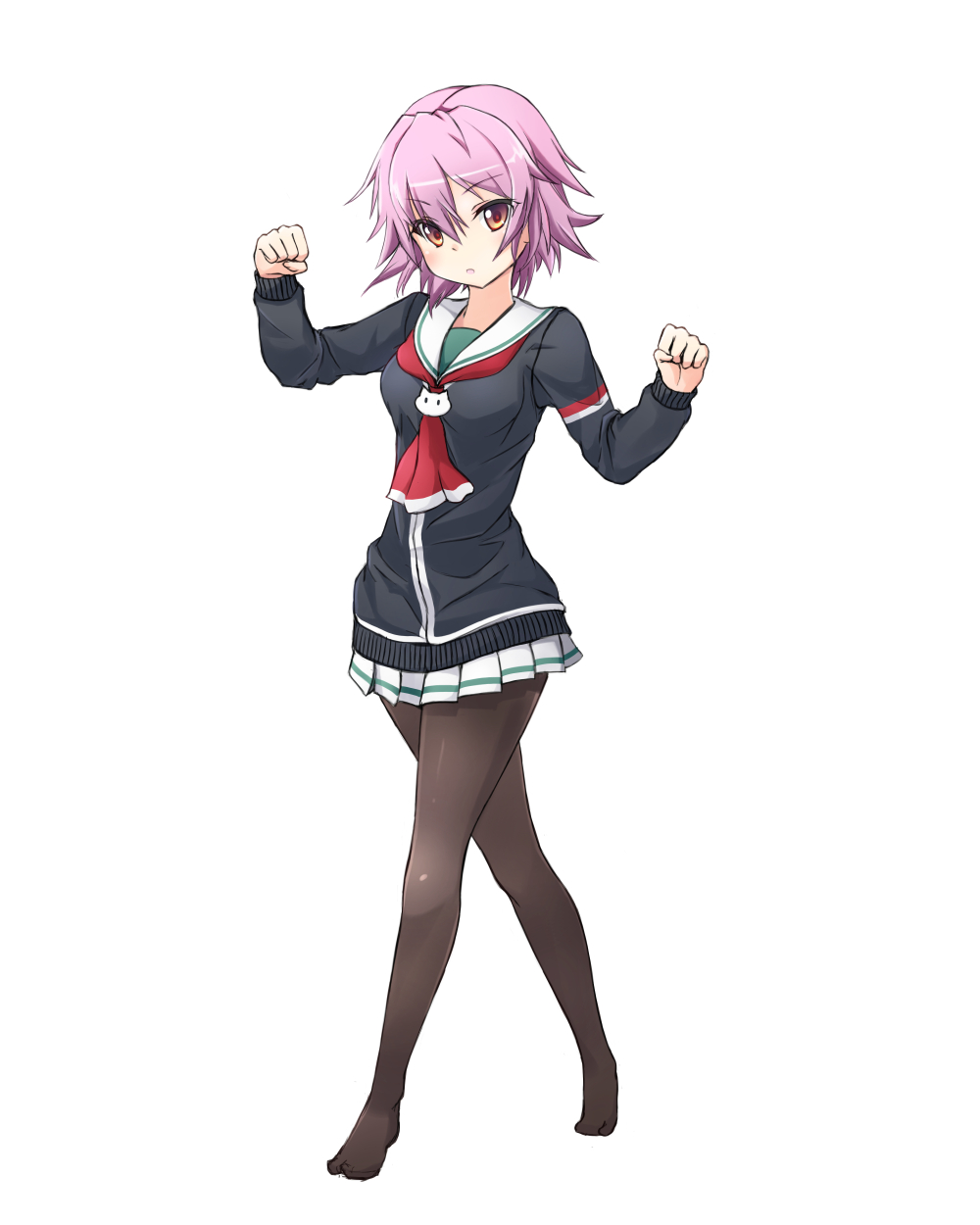 1girl, animal_ears, black_legwear, black_sweater, full_body, grey_background, highres, kantai_collection