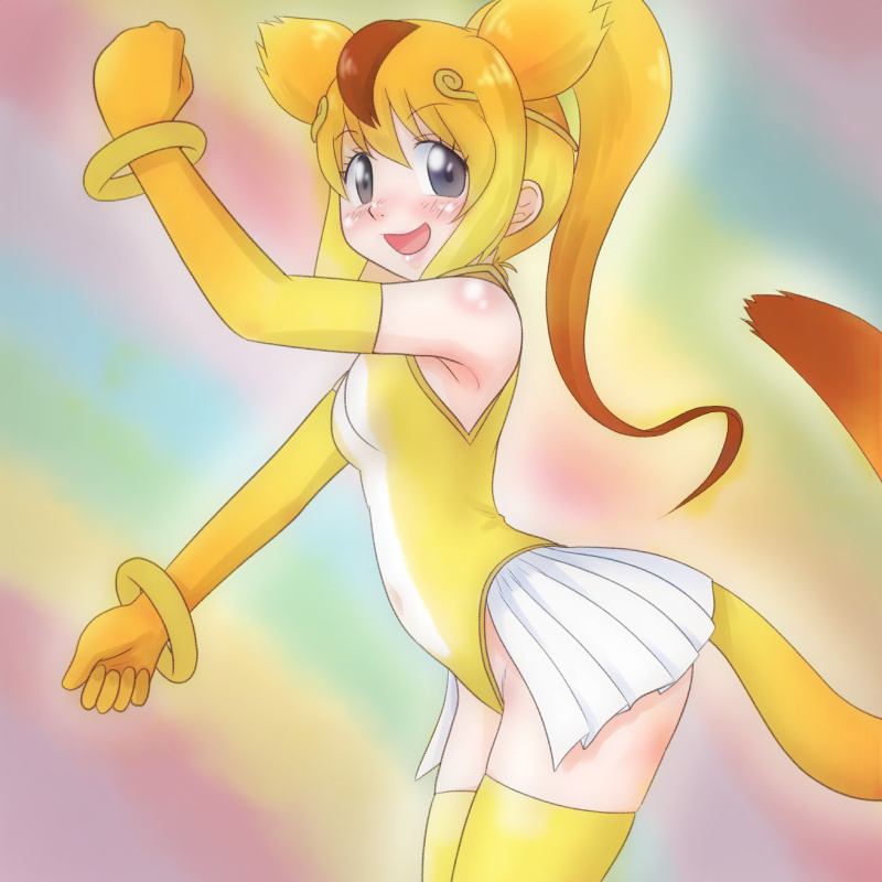 1girl, animal_ears, circlet, dancing, elbow_gloves, gloves, golden_snub-nosed_monkey_(kemono_friends), johnny_bravo