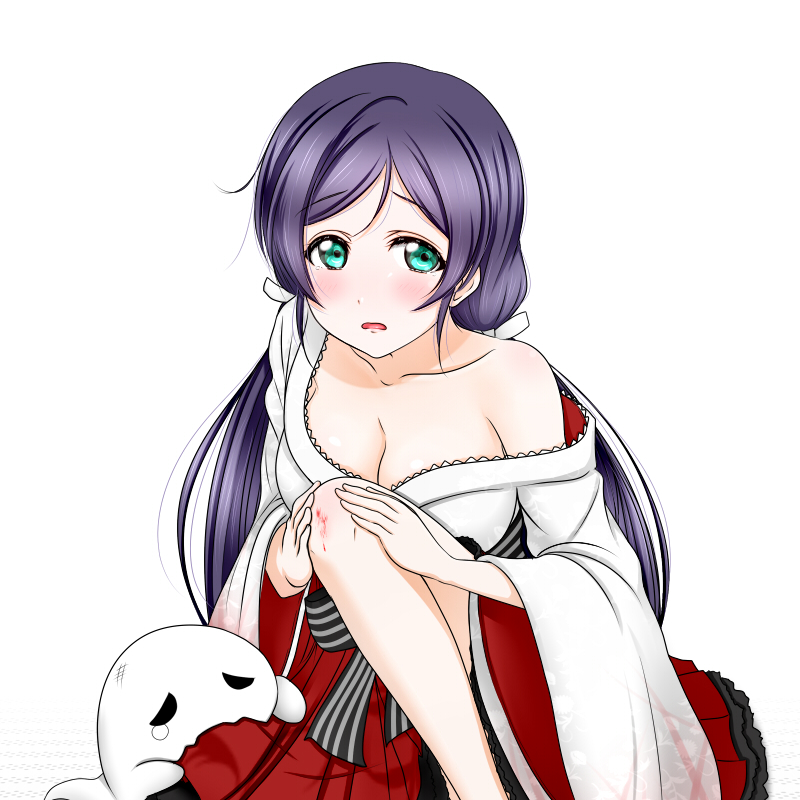 1girl, aqua_eyes, blood, breasts, bruise, cleavage, collarbone, eyebrows_visible_through_hair