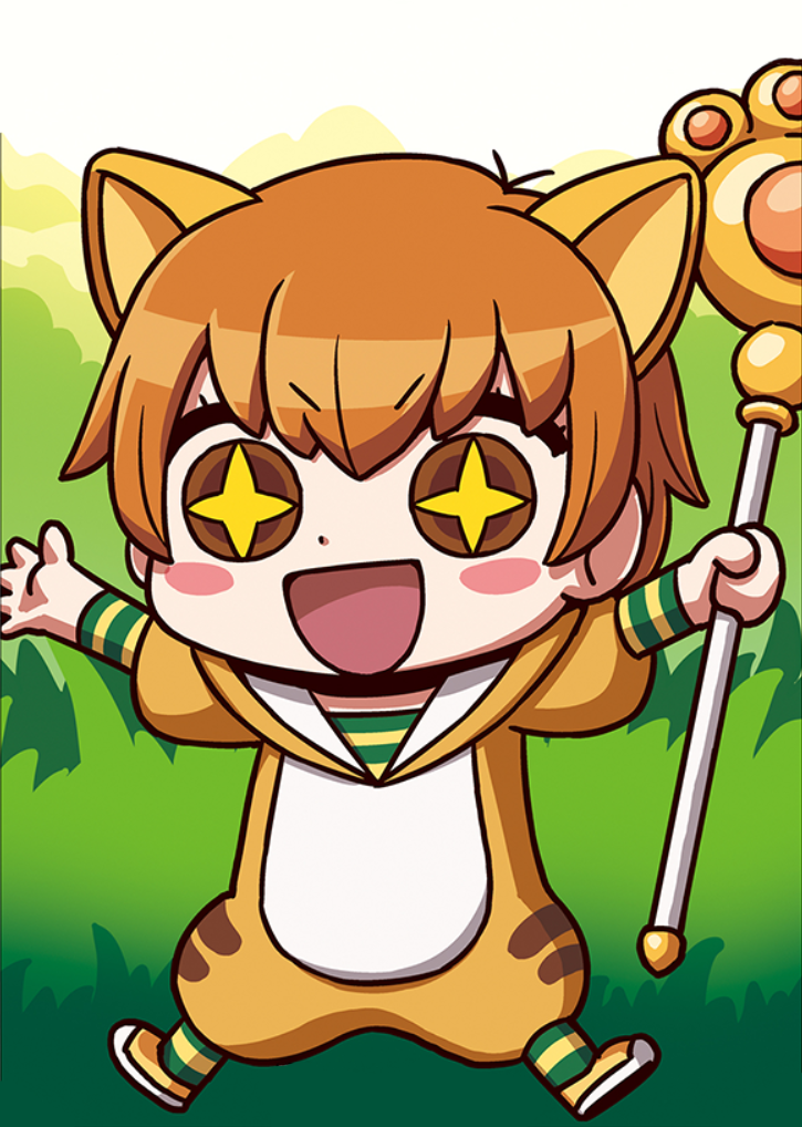 +_+, 1girl, animal_costume, blush_stickers, cat_costume, chibi, extra_ears, fate/grand_order