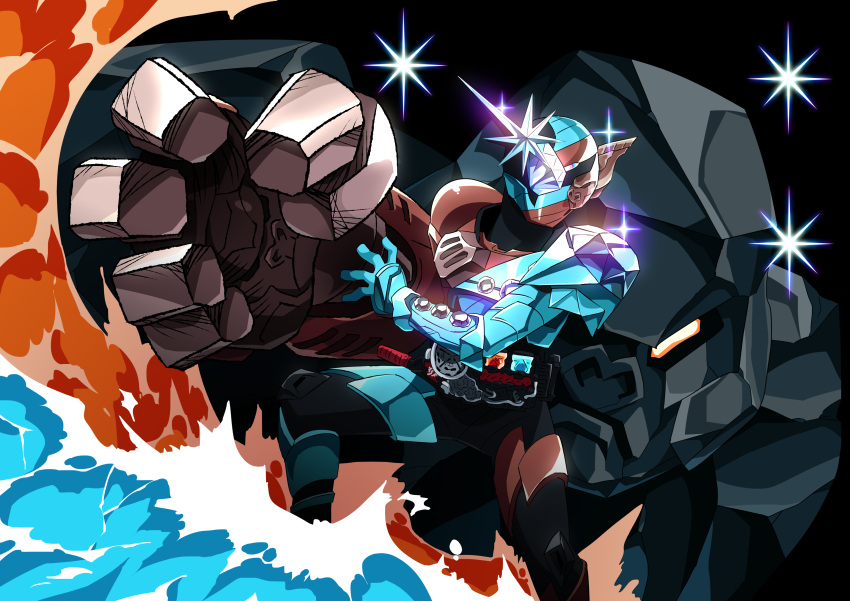 1boy, absurdres, belt, commentary_request, dazzling_destroyer, gorilla+diamond_form_(best_match), highres, kamen_rider, kamen_rider_build, kamen_rider_build_(series), male, otokamu, solo