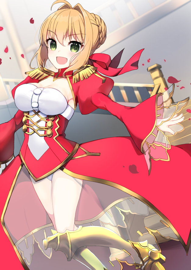 1girl, :d, ameshizuku_natsuki, armor, armored_boots, bangs, blonde_hair, boots
