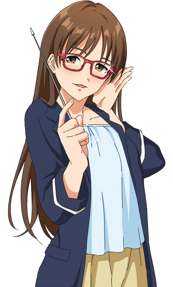 1girl, blue_shirt, brown_eyes, brown_hair, brown_skirt, collarbone, gyouza_teishoku, holding