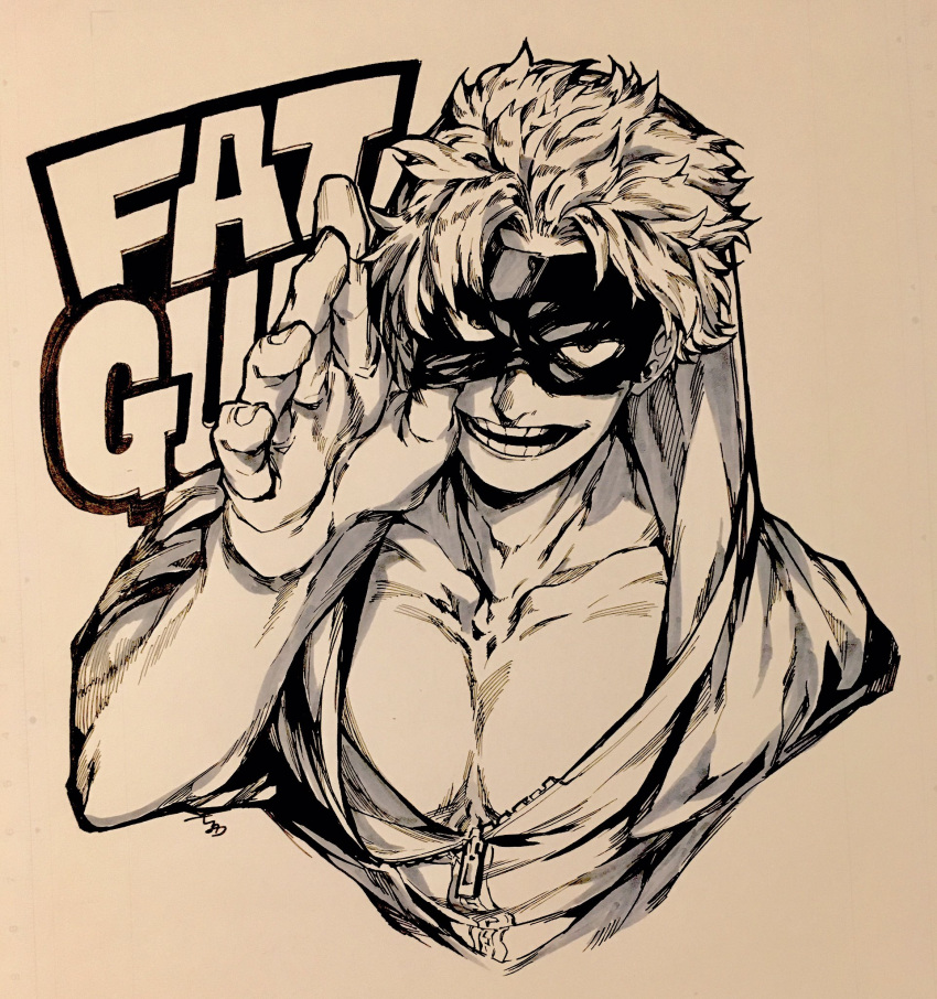1boy, boku_no_hero_academia, character_name, chikuwawa, cropped_torso, domino_mask, fatgum, highres