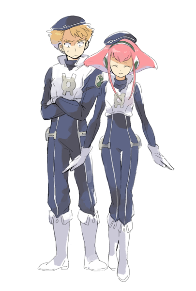 1boy, 1girl, barara_peol, boots, closed_eyes, gloves, gundam, gundam_g_no_reconguista
