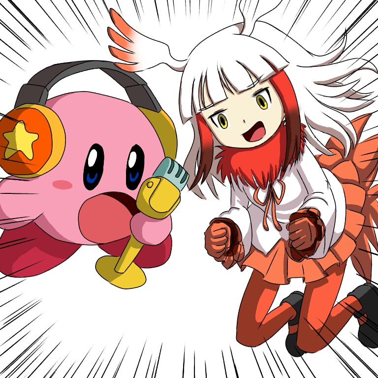 copy_ability, duet, japanese_crested_ibis_(kemono_friends), kemono_friends, kirby, kirby_(series), microphone, music