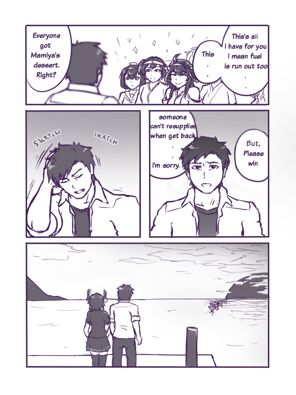 1boy, 6+girls, admiral_(kantai_collection), akizuki_(kantai_collection), chanary, comic, commentary, english
