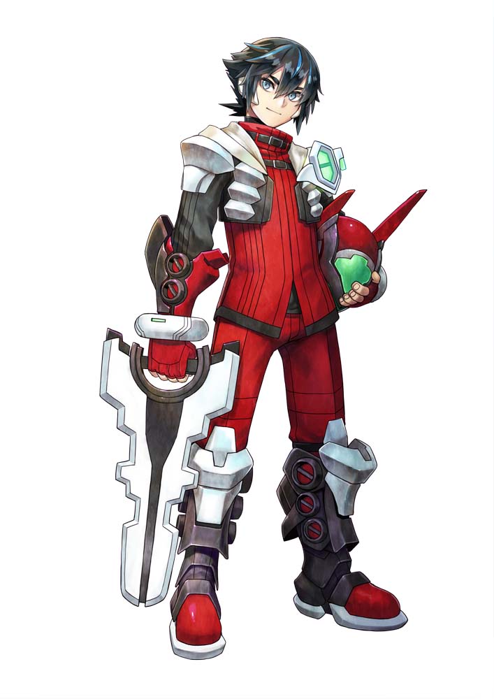 1boy, black_hair, blaster_master_zero, blue_eyes, boots, carrying_under_arm, fingerless_gloves, full_body
