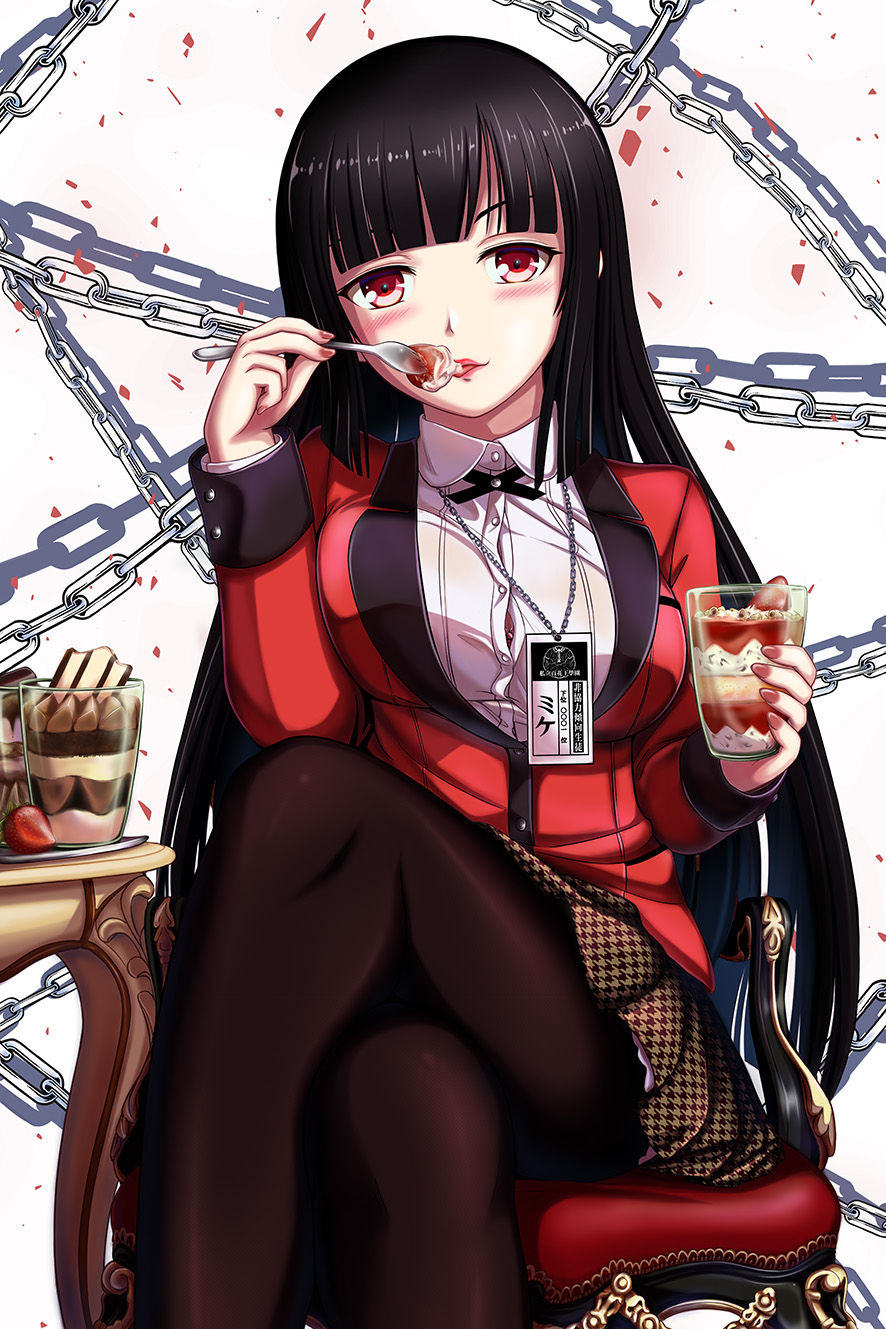 1girl, bangs, black_hair, black_legwear, blazer, blunt_bangs, blush, bra