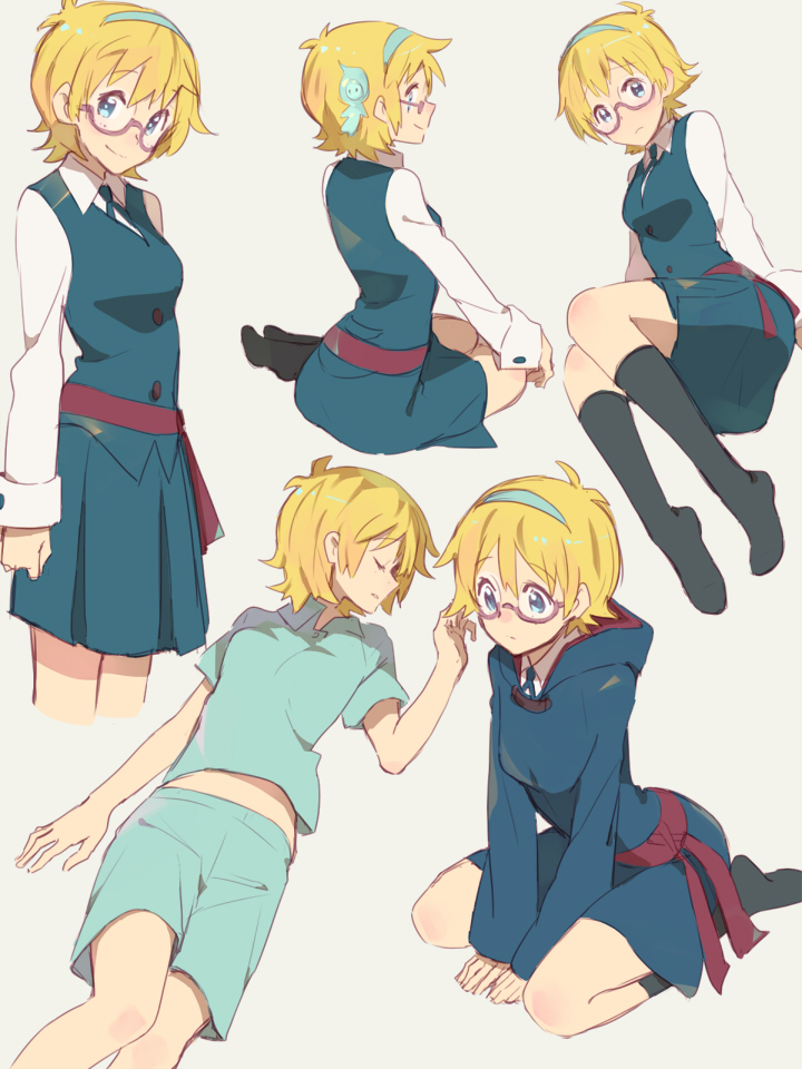 blonde_hair, glasses, little_witch_academia, lotte_jansson, short_hair, sou_(tuhut)