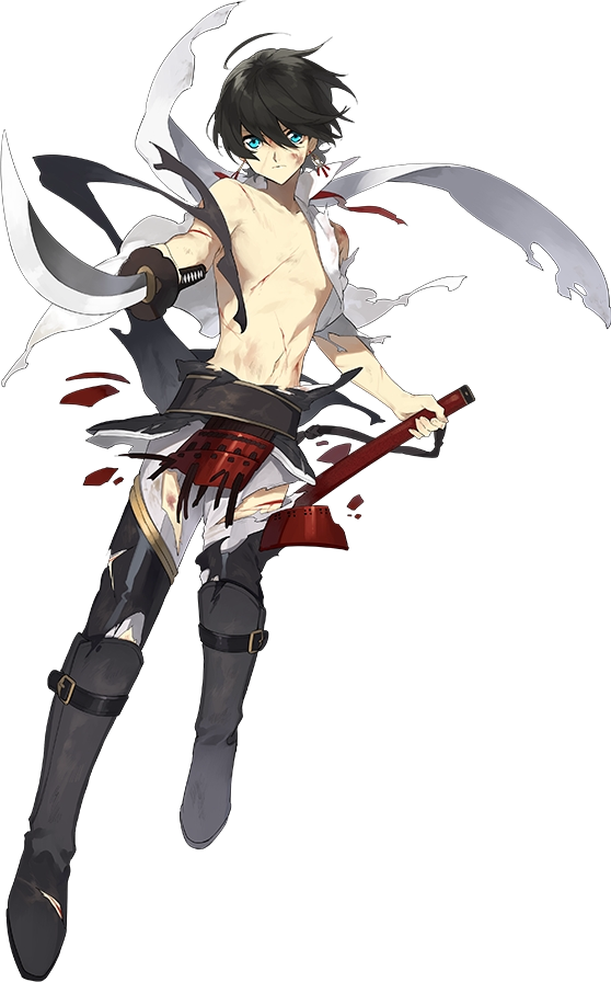 1boy, black_hair, blood, blood_on_face, blue_eyes, boots, earrings, horikawa_kunihiro