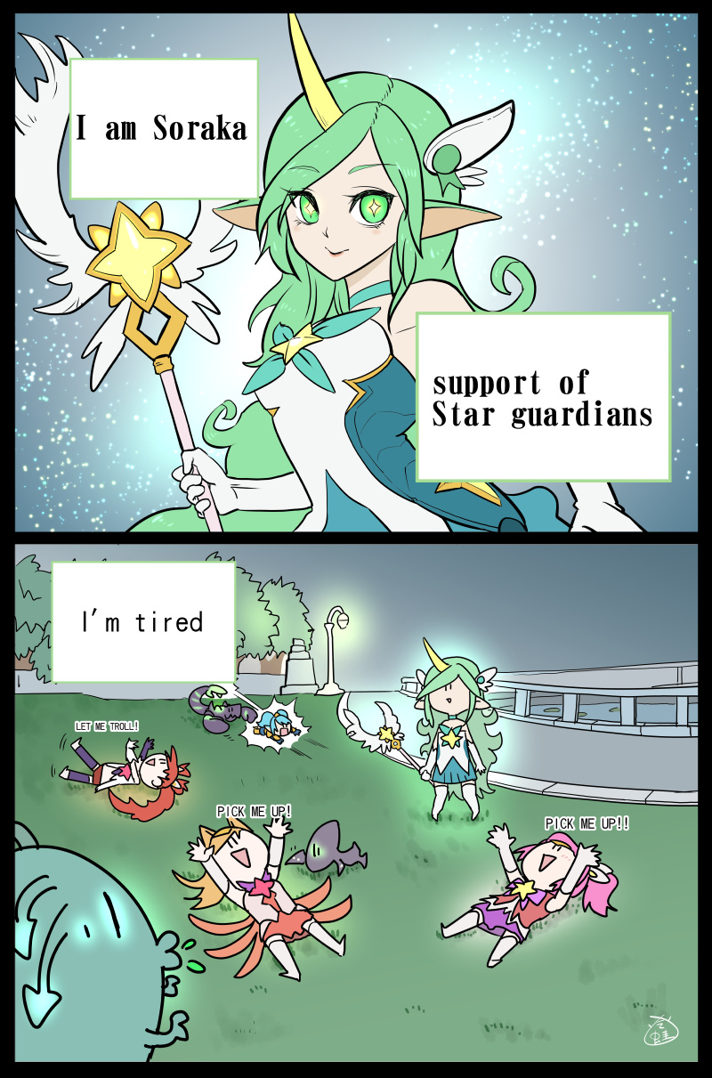 ahri, comic, highres, jinx_(league_of_legends), league_of_legends, leng_wa_guo, luxanna_crownguard, poppy