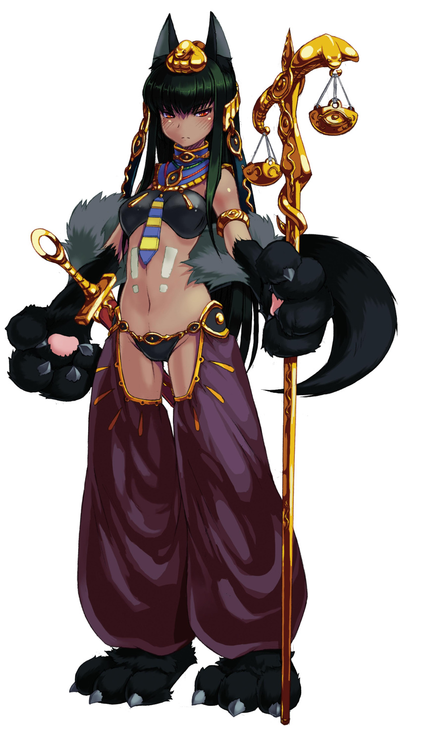 1girl, absurdres, animal_ears, anubis, anubis_(monster_girl_encyclopedia), dark_skin, dog_ears, egyptian