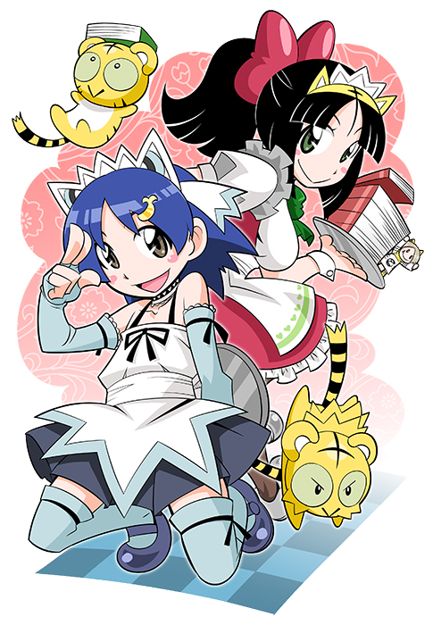 1boy, 1girl, alternate_hairstyle, banana_hair_ornament, black_hair, blue_hair, book, brown_eyes