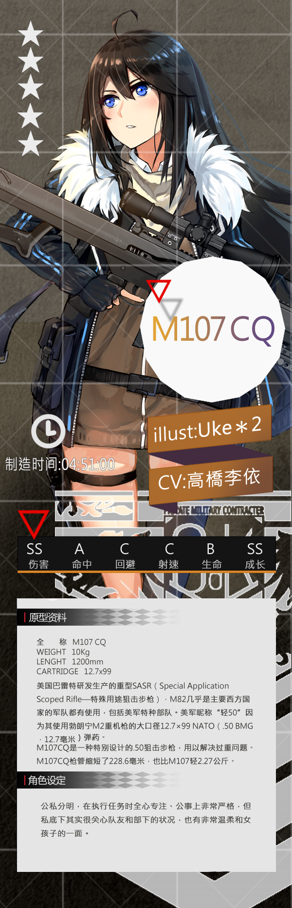 1girl, ahoge, anti-materiel_rifle, bangs, barrett_m107, belt, black_hair, black_legwear