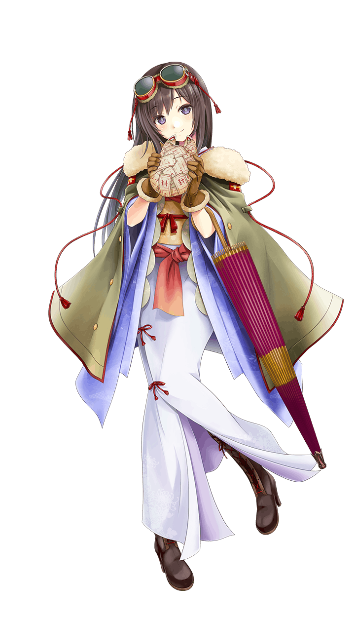 1girl, ayakouji_setsuka, boots, flower, formation_girls, fox_mask, gloves, goggles, goggles_on_head, highres, long_hair, looking_at_viewer, mask, official_art, petankoside, solo, spider_lily, thigh-highs, transparent_background, umbrella