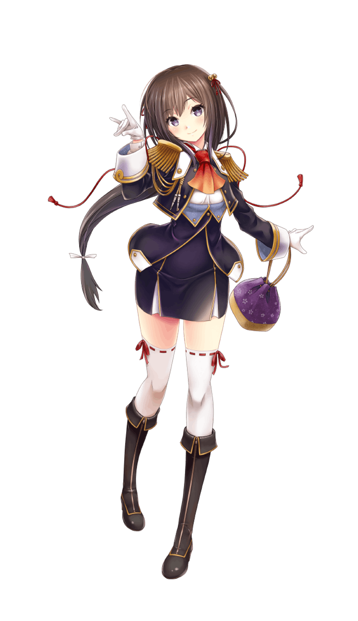 1girl, ayakouji_setsuka, black_boots, boots, brown_eyes, brown_hair, epaulettes, formation_girls