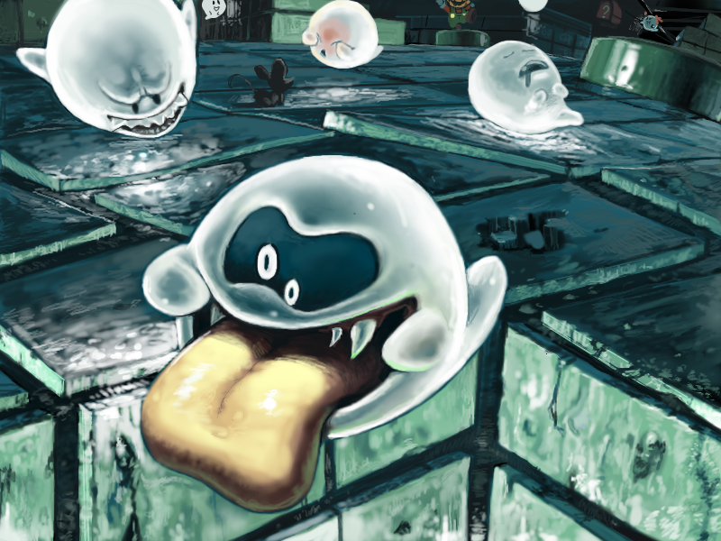 boo, bow, bow_(mario), crossover, fangs, koki_(pixiv), mario, mouse, nintendo, paper_mario, saliva, sleeping, super_mario_bros., super_mario_rpg, teeth, tongue