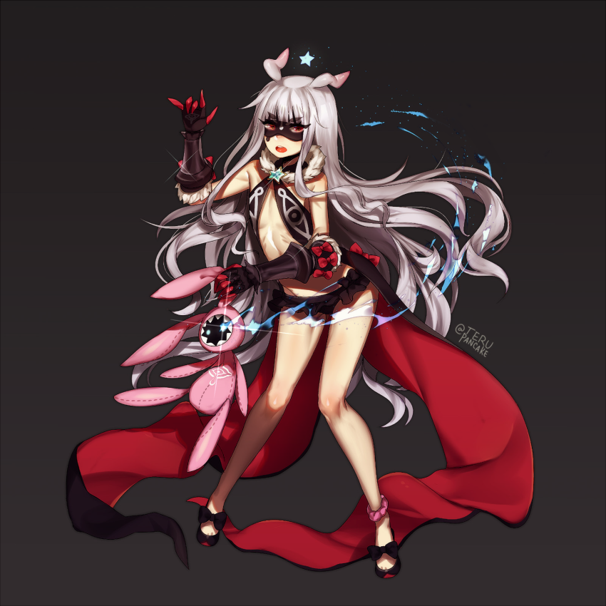 1girl, \m/, ankle_scrunchie, antenna_hair, artist_name, bangs, blunt_bangs, bow