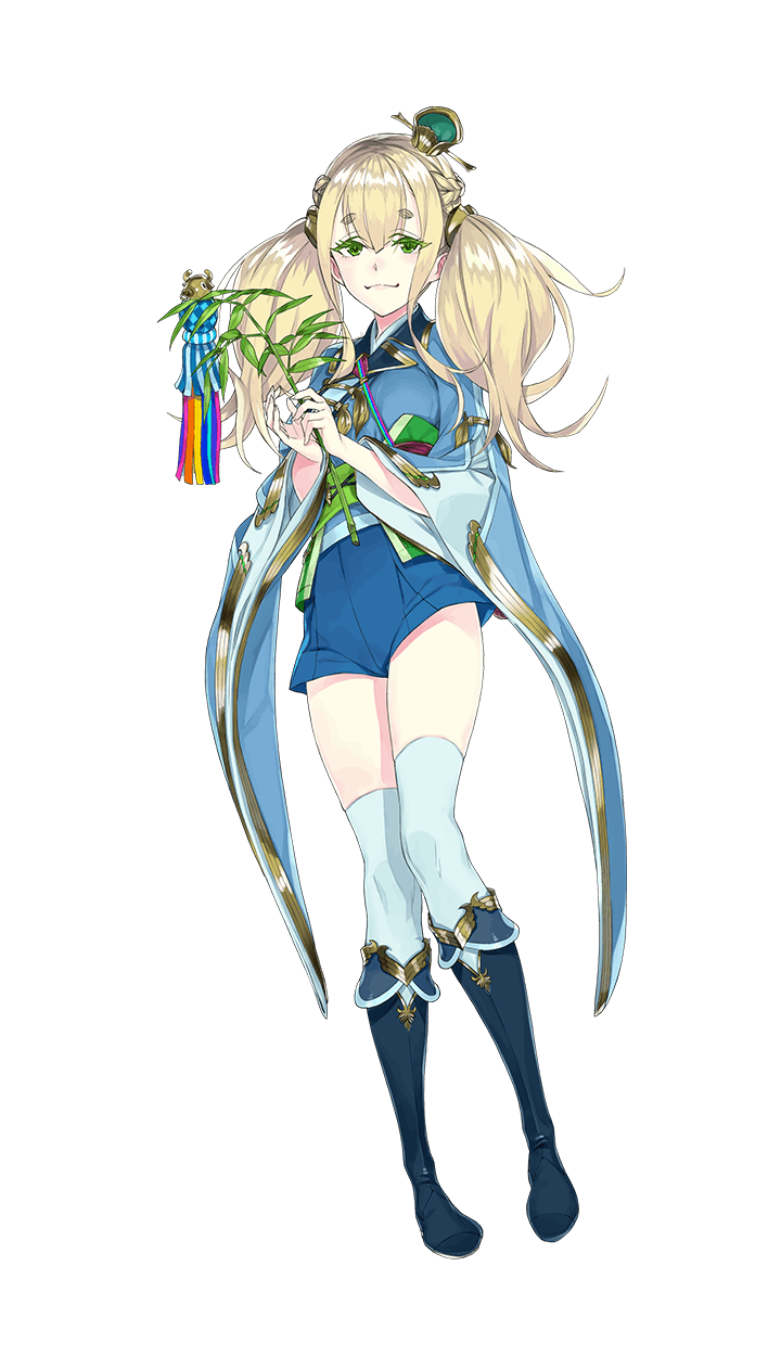 1girl, bamboo, blonde_hair, blue_boots, blue_pants, boots, crown, fakepucco