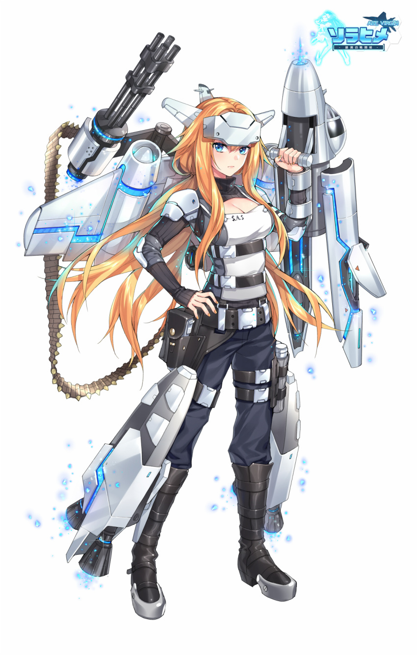 1girl, ace_virgin, aircraft, airplane, bangs, blue_eyes, blue_pants, boots