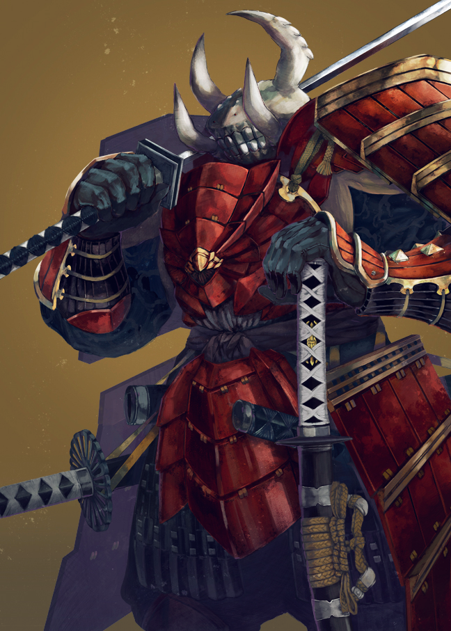 armor, claws, cowboy_shot, fingernails, hand_on_hilt, helmet, holding, holding_sword