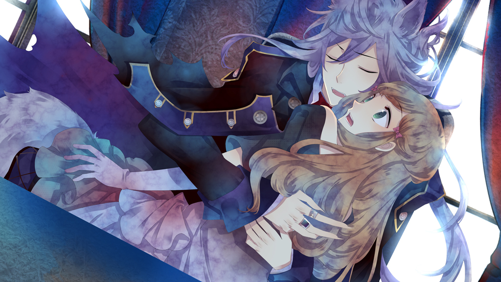 arles_v._felnoir, black_wolves_saga, blue_eyes, fiona_galland, grey_hair, kuroyuki