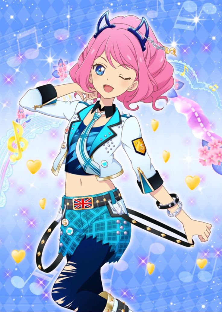 blue_eyes, pink_hair, sakuraba_laura, sjort_hair, wink