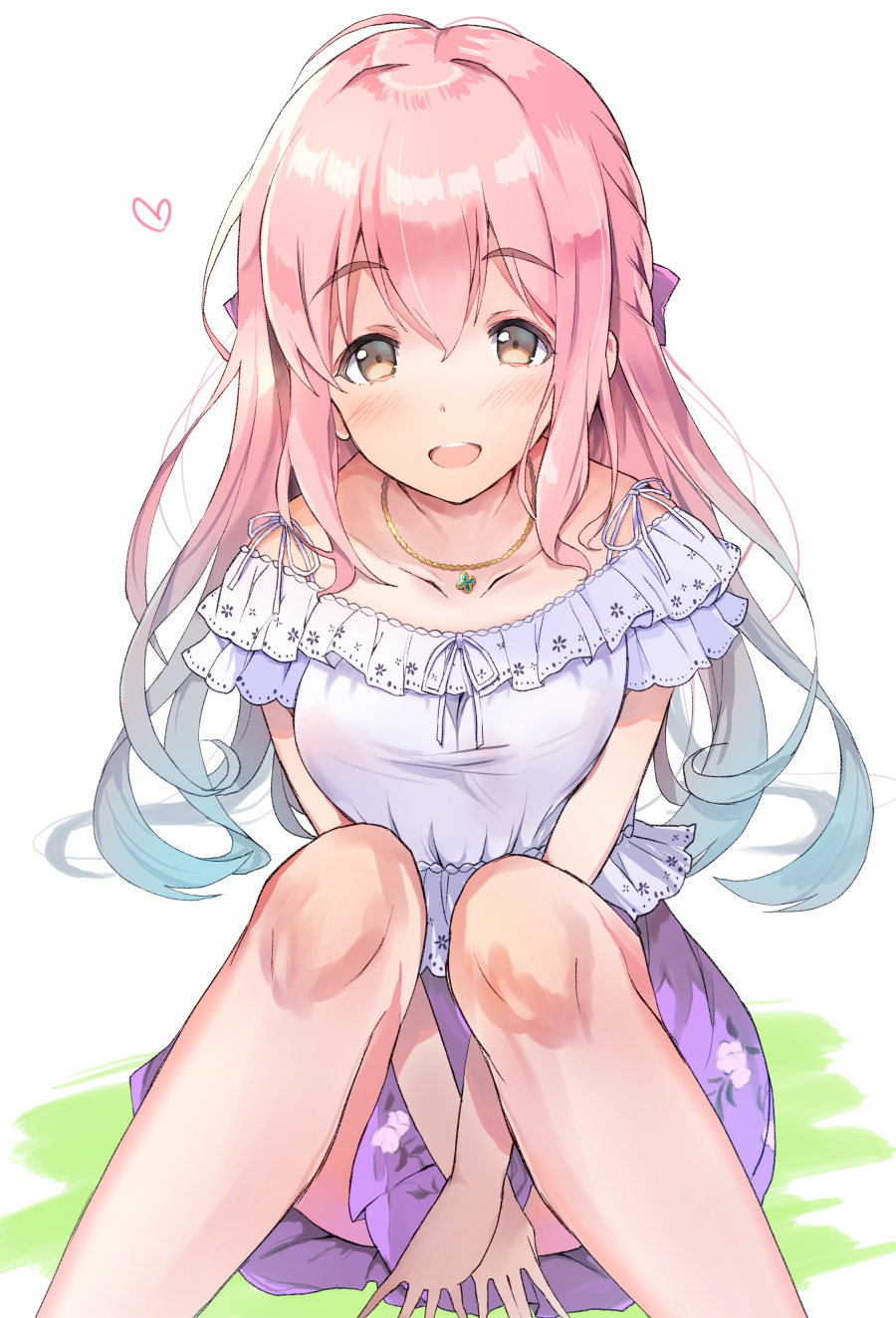 brown_eyes, dress, long_hair, pink_hair, saionji_kotoka
