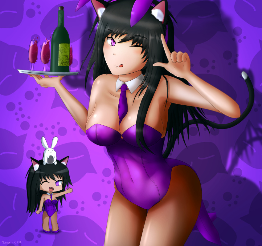 alcohol, bunny_girl, cat_girl, cat_wallpaper, chibi, cup, drink, high_resolution