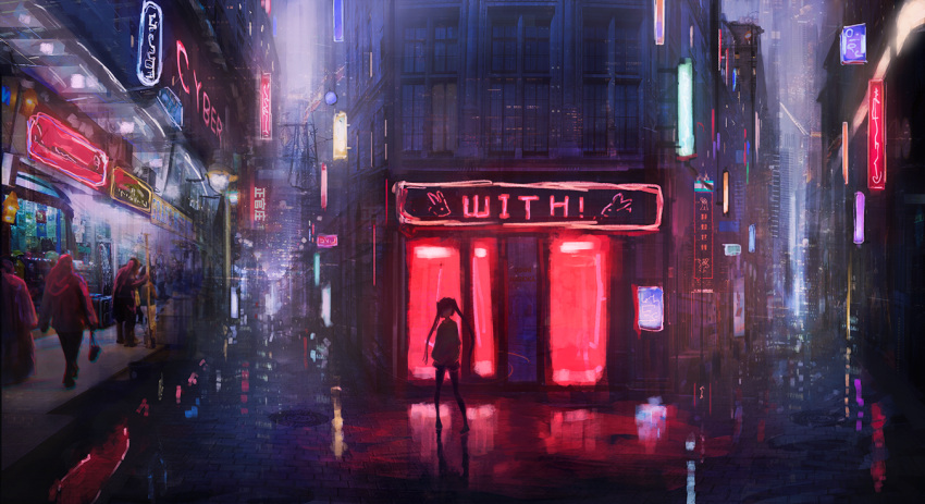 bag, blurry, city, city_lights, dark, depth_of_field, handbag, kagumanikusu