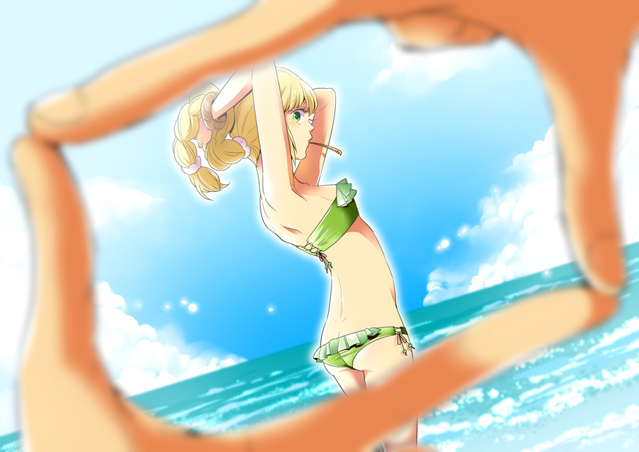 1girl, ass, bare_shoulders, braid, breasts, butt_crack, chimaki_(impressiveanarchy), dimples_of_venus