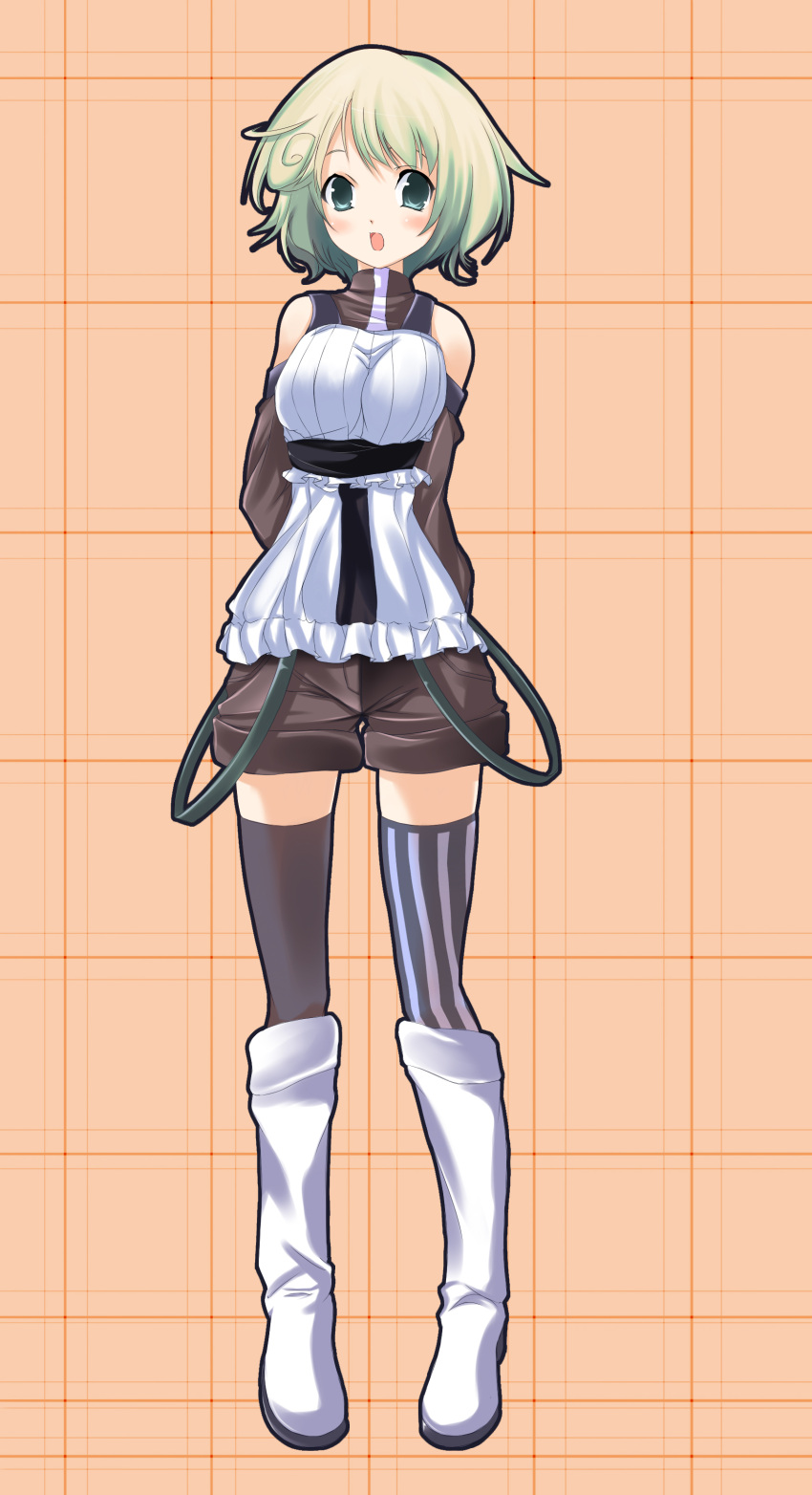 blush, boots, detached_sleeves, green_eyes, green_hair, highres, m.h, original