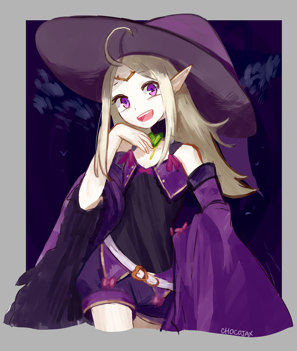 1girl, :d, ahoge, alternate_costume, alternate_hairstyle, artist_name, belt, chocojax