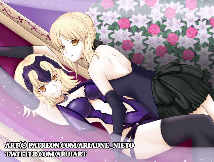 absurdres, alter, artoria_pendragon_(all), arui97, chair, couple, fate/grand_order, fate/stay_night