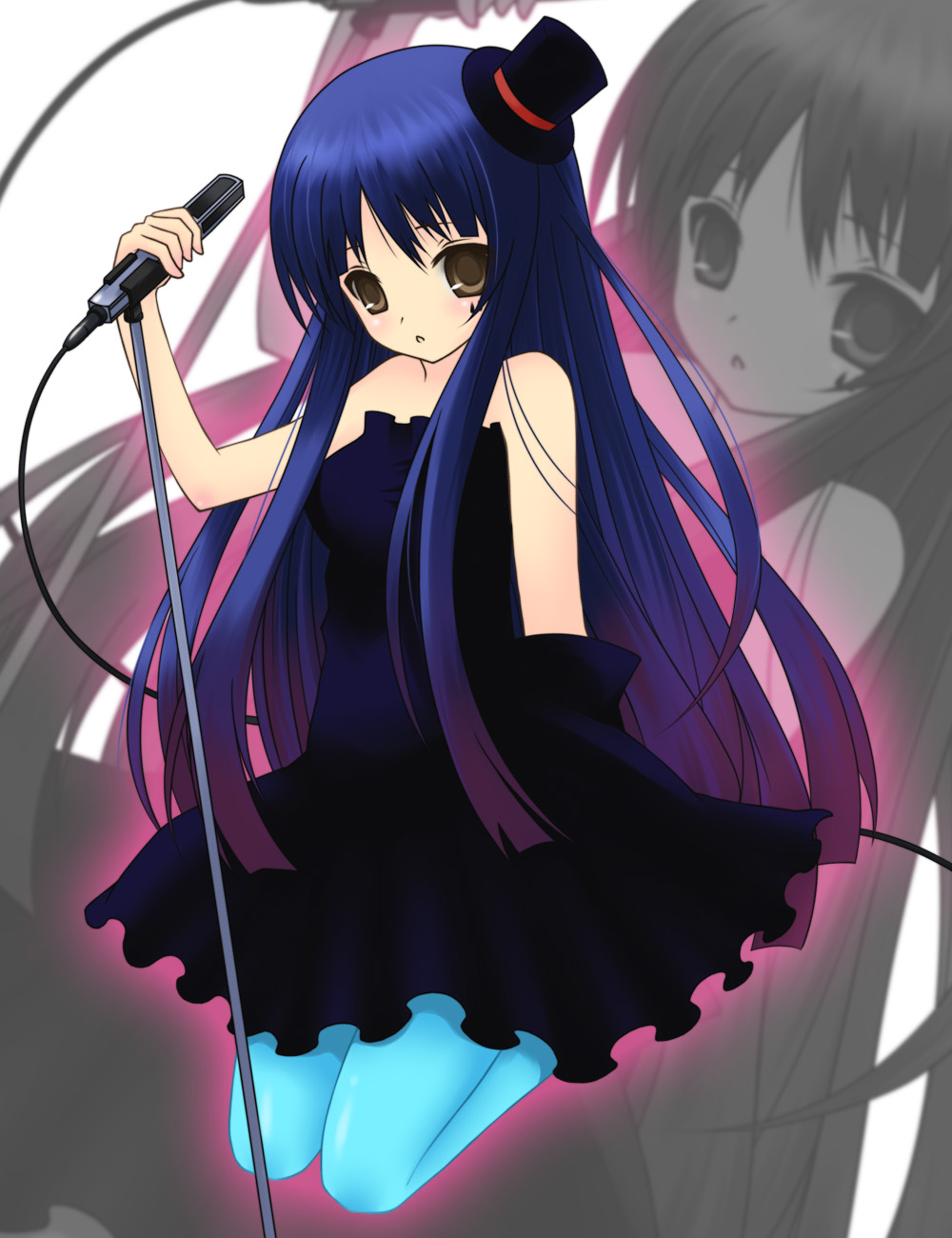 akiyama_mio, bad_id, bangs, blue_legwear, blunt_bangs, don't_say_"lazy", don't_say_lazy, face_paint