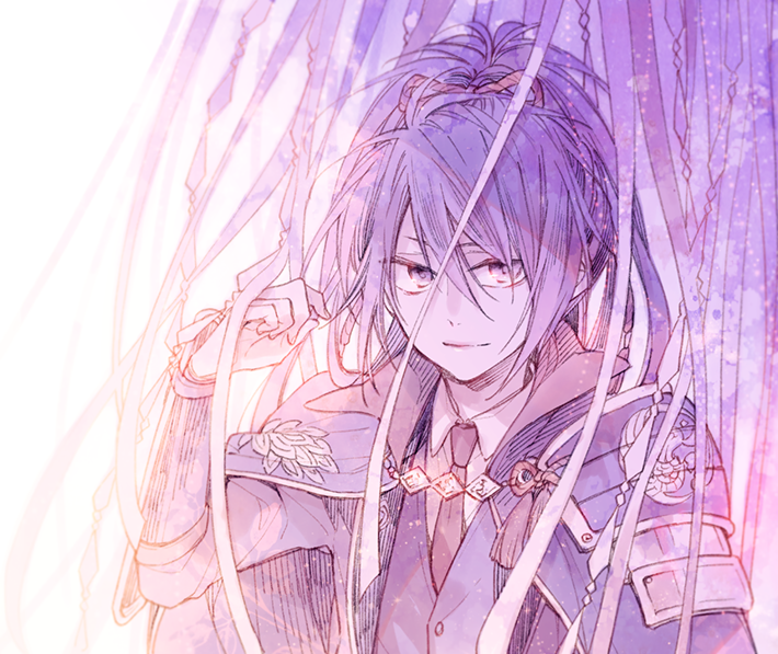 1boy, armor, cape, fudou_yukimitsu, japanese_armor, kiwame_(touken_ranbu), male_focus, necktie