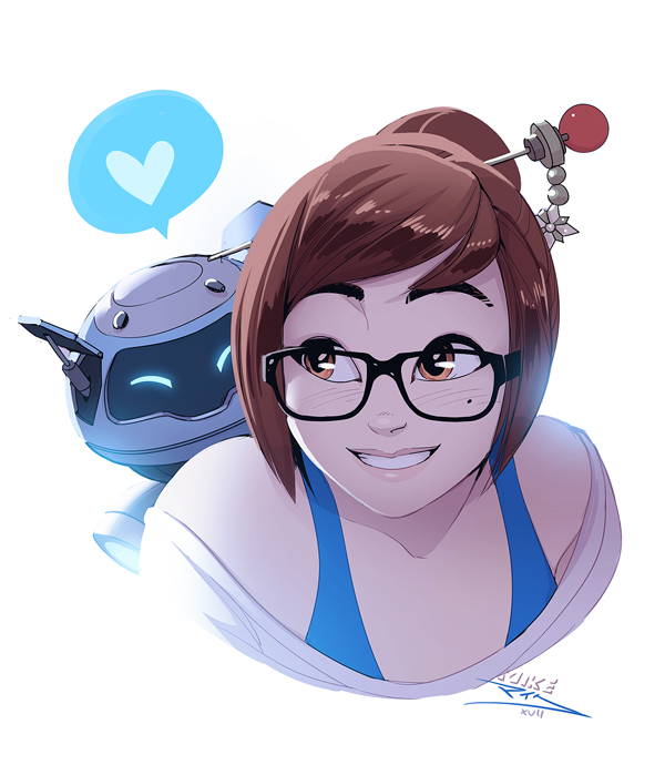 1girl, brown_eyes, brown_hair, mei-ling_zhou, overwatch, solo, vashperado