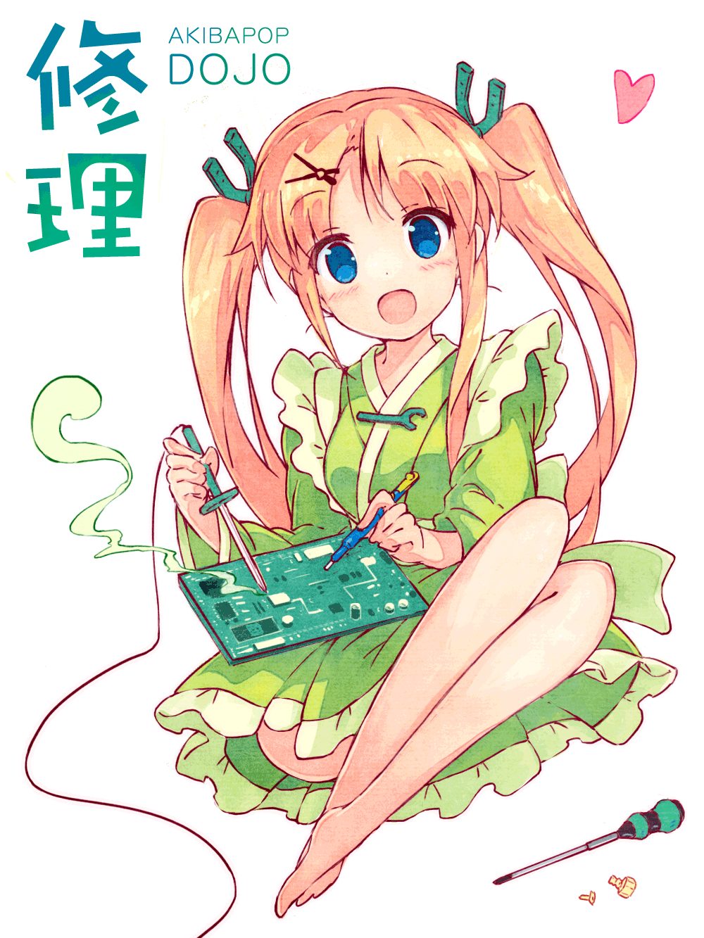 1girl, bangs, bare_legs, barefoot, blonde_hair, blue_eyes, breasts, cable