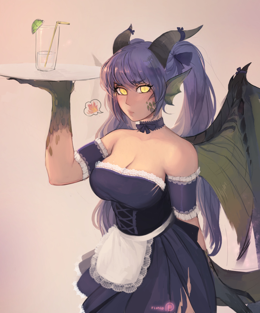 1girl, absurdres, alternate_costume, animal_ears, apron, arm_garter, bangs, bare_shoulders