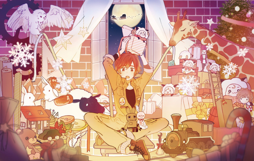 1boy, amatsuki_(nico_nico_douga), brown_eyes, brown_hair, highres, looking_at_viewer, male_focus, mikkun_04