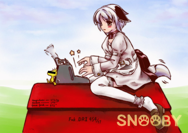 animal_ears, beagle, censored, choker, dog_ears, identity_censor, peanuts, personification