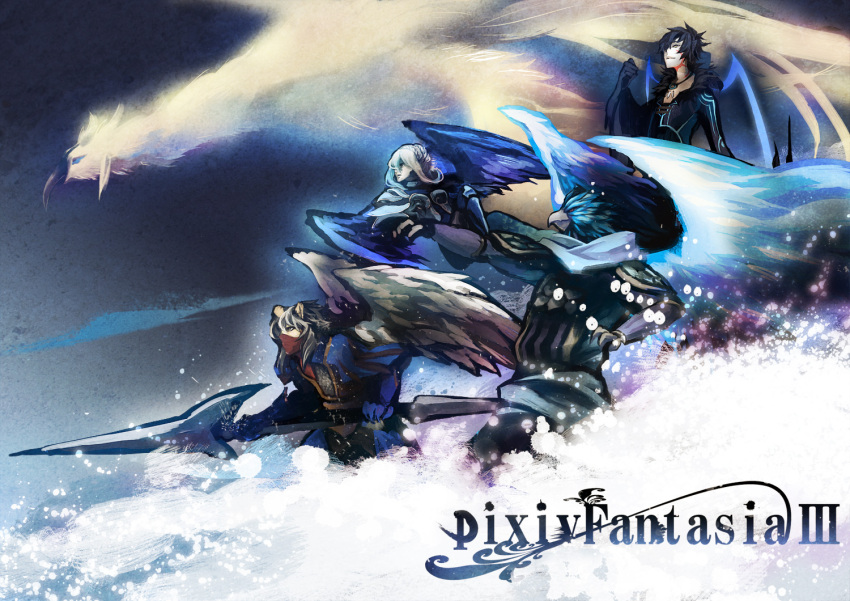 bird, gigandal_federation, pixiv, pixiv_125885, pixiv_fantasia, pixiv_fantasia_3, polearm, sky0211, snow, spear, weapon, wings