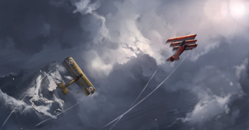 abe_yasushi_(umizoi_tibet), aircraft, airplane, biplane, fokker_dr.i, iron_cross, military, military_vehicle, real_life, realistic, red_baron_(airplane), sky, sopwith_camel, triplane, world_war_i