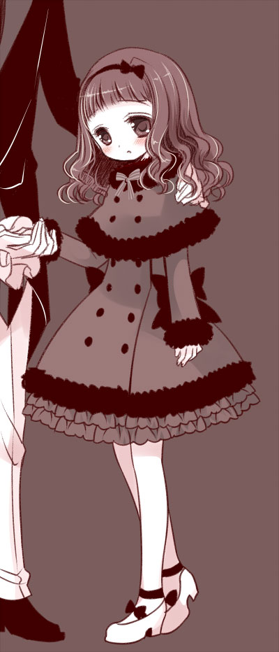 1boy, 1girl, :o, arm_at_side, bangs, black_bow, black_hairband, black_pants