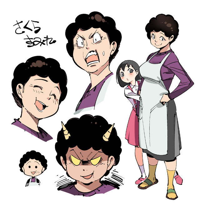 angry, apron, chibi_maruko-chan, curly_hair, horns, pop_kyun, sakura_momoko, sakura_sumire